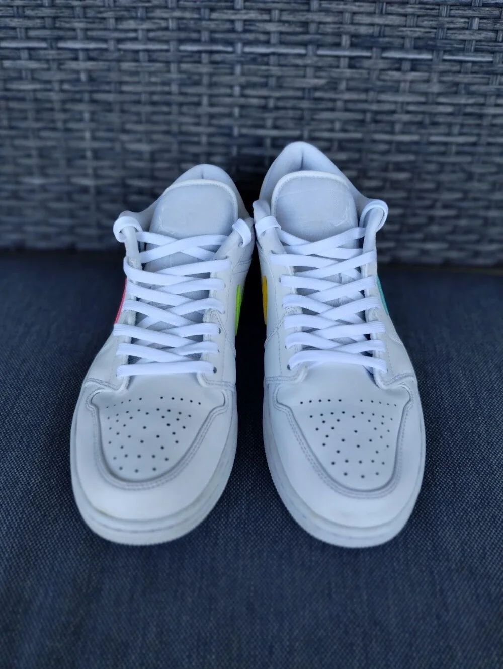 Air Jordan 1 Low White Multi-Color Swoosh Men’s 11.5 CW7033-100 Sneakers